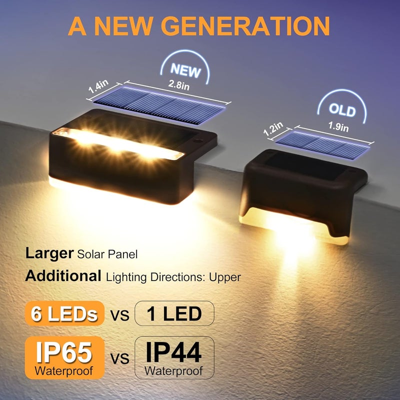 SOLPEX Solar Fence Lights, 6 LEDs Solar Lights Outdoor Waterproof Solar Powered for Deck, Stair, Front Porch, Balcony, Walkway, Garden, Yard, Patio, Pool Decor, IP65 Waterproof (16 Pack, Warm White) - Image 4
